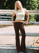 Final Shot Faux Suede Pants Brown
