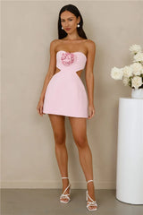Rose Beauty Strapless Mini Dress Pink