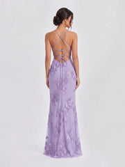 3D Floral-Embellished Corset Gown