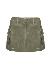 Tanza Faux Leather Mini Skirt Green